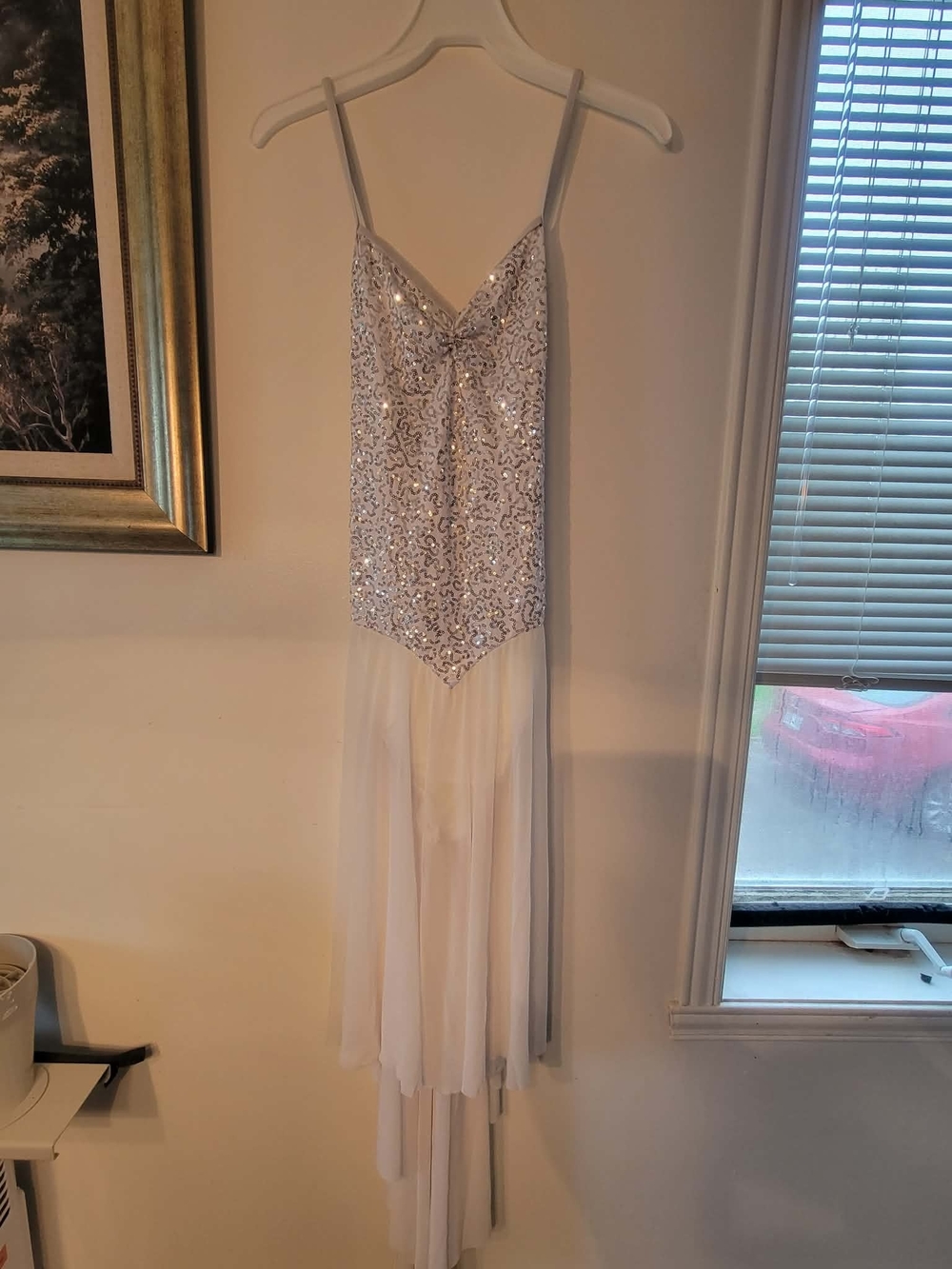 balera White Sequin Bodice Dance Slip Dress